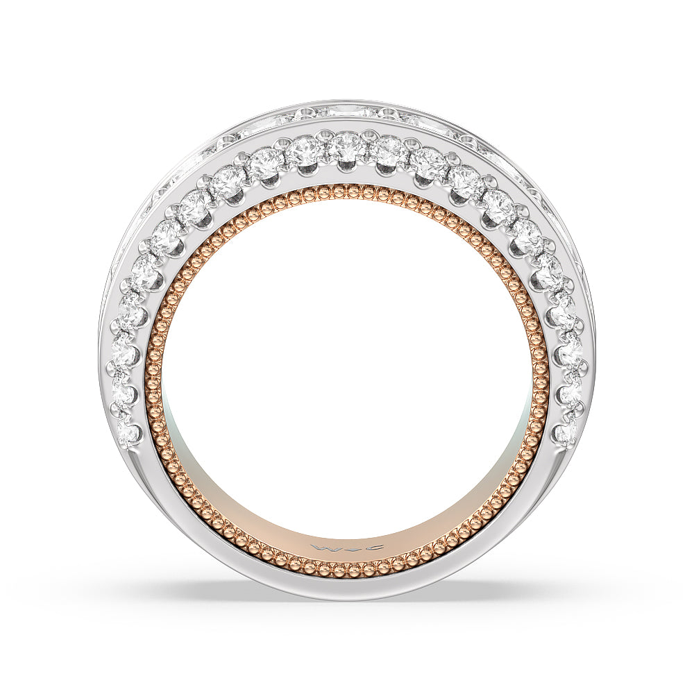 The Cobblestone Anniversary Ring with 18KT White & Rose Gold / Lab / 3 1/10 Cut Diamond in 14KT White & Rose Gold / Lab / 3 1/10 view 2
