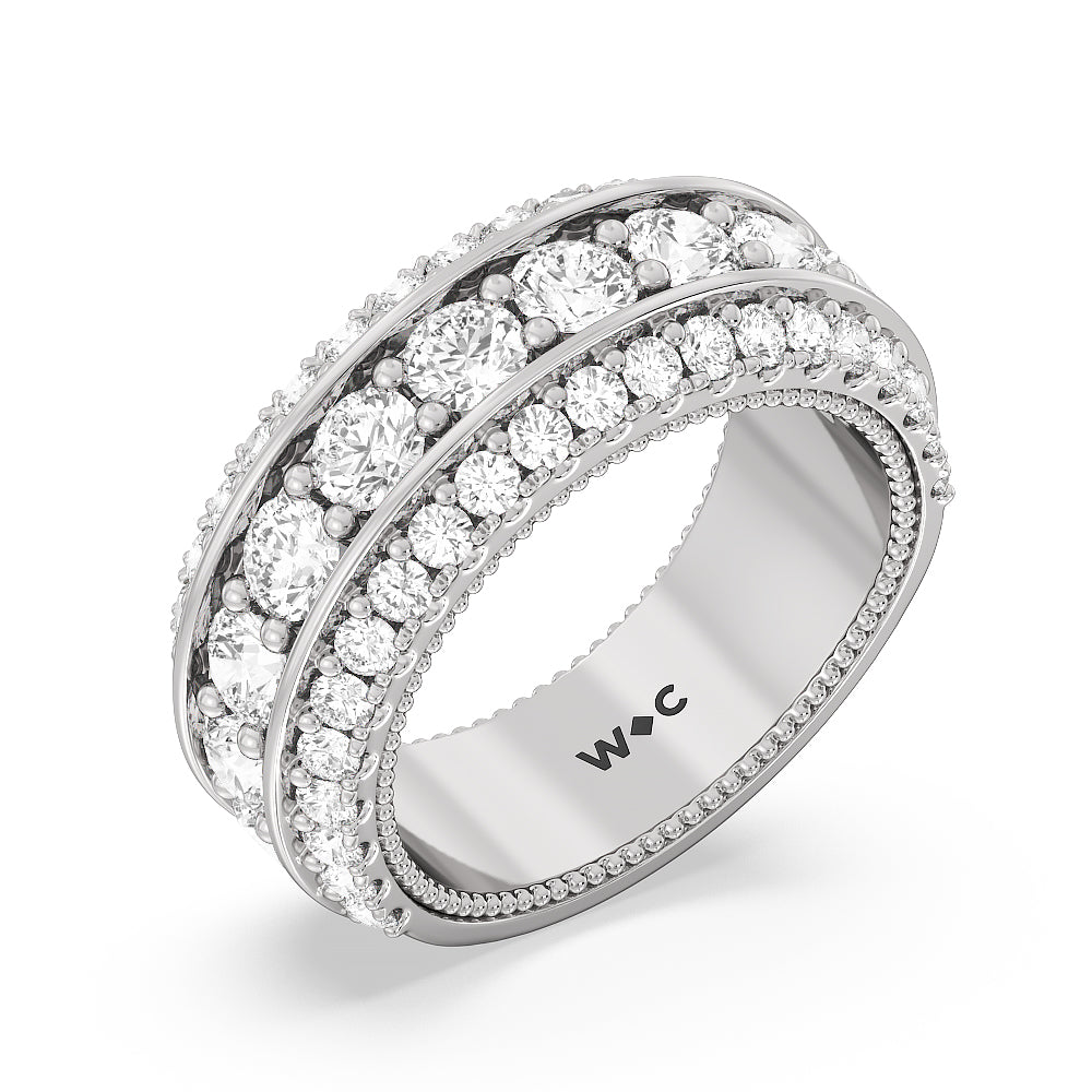 The Cobblestone Anniversary Ring with 18KT White Gold / Lab / 3 1/10 Cut Diamond in 14KT White Gold / Lab / 3 1/10 view 3
