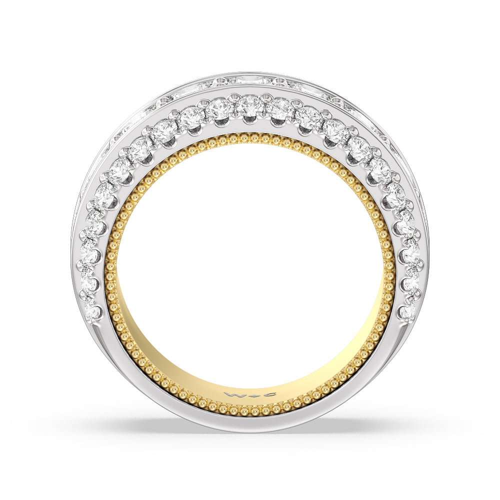 The Cobblestone Anniversary Ring with 18KT White & Yellow Gold / Lab / 3 1/10 Cut Diamond in 14KT White & Yellow Gold / Lab / 3 1/10 view 2
