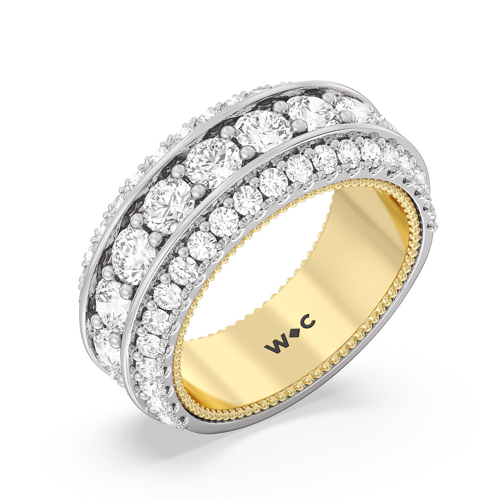 The Cobblestone Anniversary Ring with 18KT White & Yellow Gold / Lab / 3 1/10 Cut Diamond in 14KT White & Yellow Gold / Lab / 3 1/10 view 3
