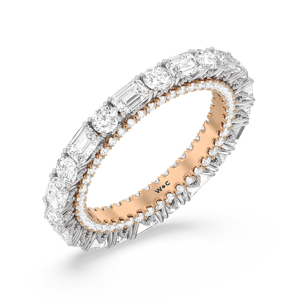 The Tenement Eternity Ring with 18KT White & Rose Gold / Lab / 3 9/10 Cut Diamond in 14KT White & Rose Gold / Lab / 3 9/10 view 3
