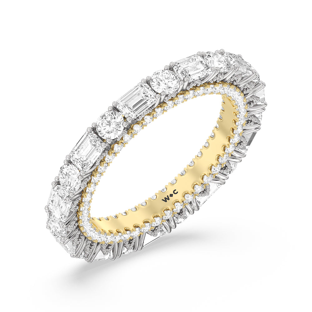 The Tenement Eternity Ring with 18KT White & Yellow Gold / Lab / 3 9/10 Cut Diamond in 14KT White & Yellow Gold / Lab / 3 9/10 view 3
