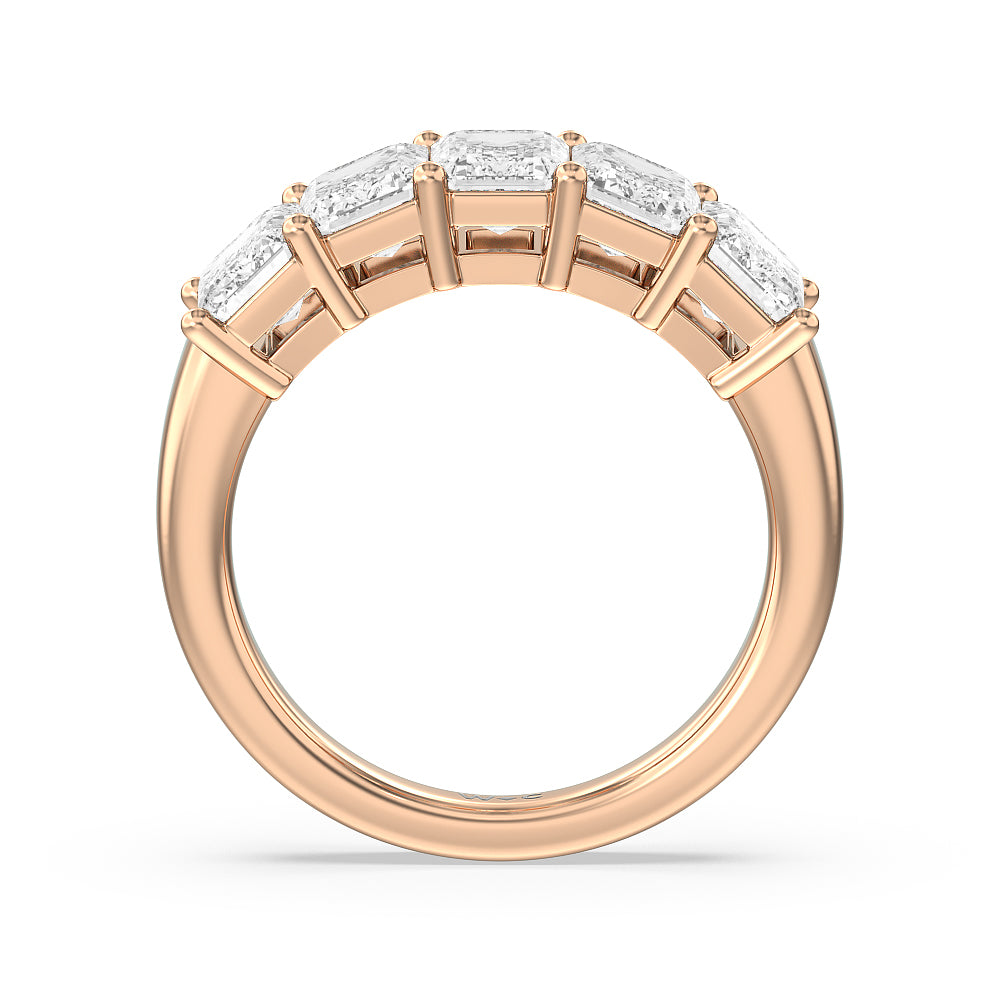 Five Stone Emerald Cut Diamond Ring with 18KT Rose Gold / Lab / 5 Cut Diamond in 14KT Rose Gold / Lab / 5 view 3
