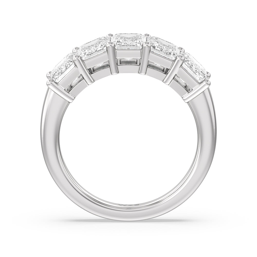 Five Stone Emerald Cut Diamond Ring with 18KT White Gold / Lab / 5 Cut Diamond in 14KT White Gold / Lab / 5 view 3

