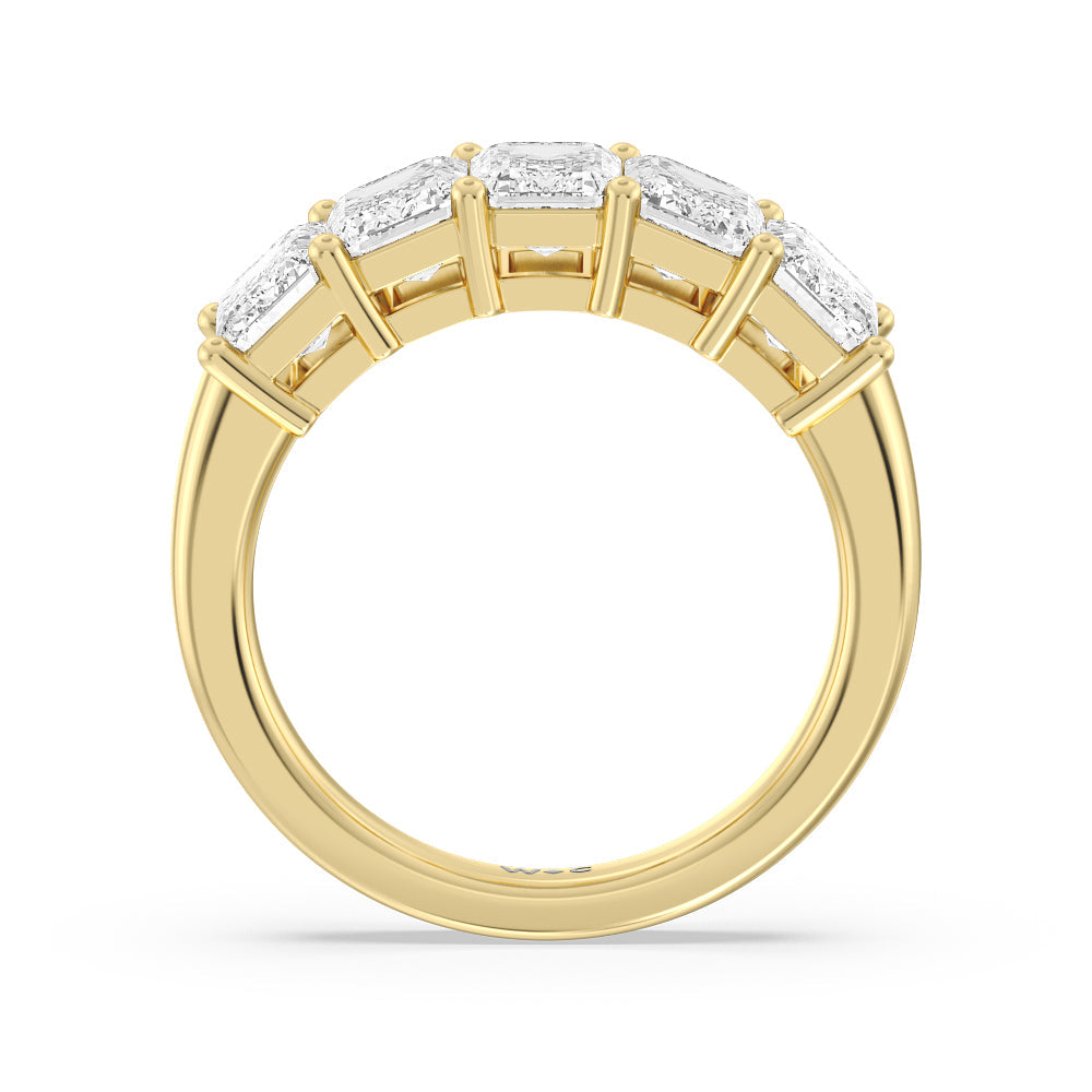 Five Stone Emerald Cut Diamond Ring with 18KT Yellow Gold / Lab / 5 Cut Diamond in 14KT Yellow Gold / Lab / 5 view 3
