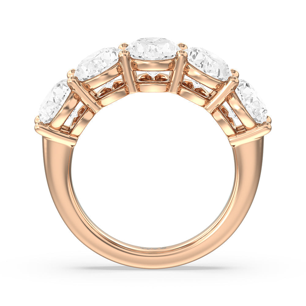 Five Stone Oval Diamond Anniversary Ring with 18KT Rose Gold / Lab / 5 Cut Diamond in 14KT Rose Gold / Lab / 5 view 2
