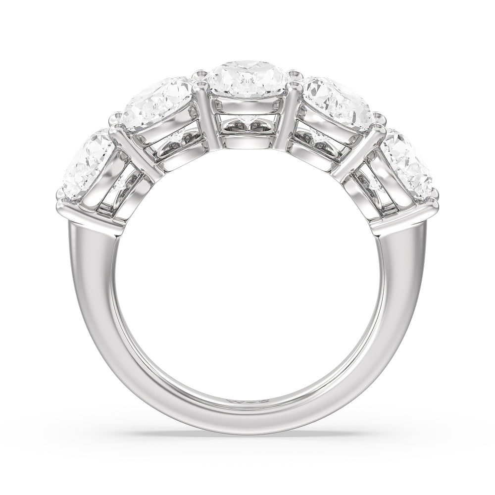 Five Stone Oval Diamond Anniversary Ring with 18KT White Gold / Lab / 5 Cut Diamond in 14KT White Gold / Lab / 5 view 2
