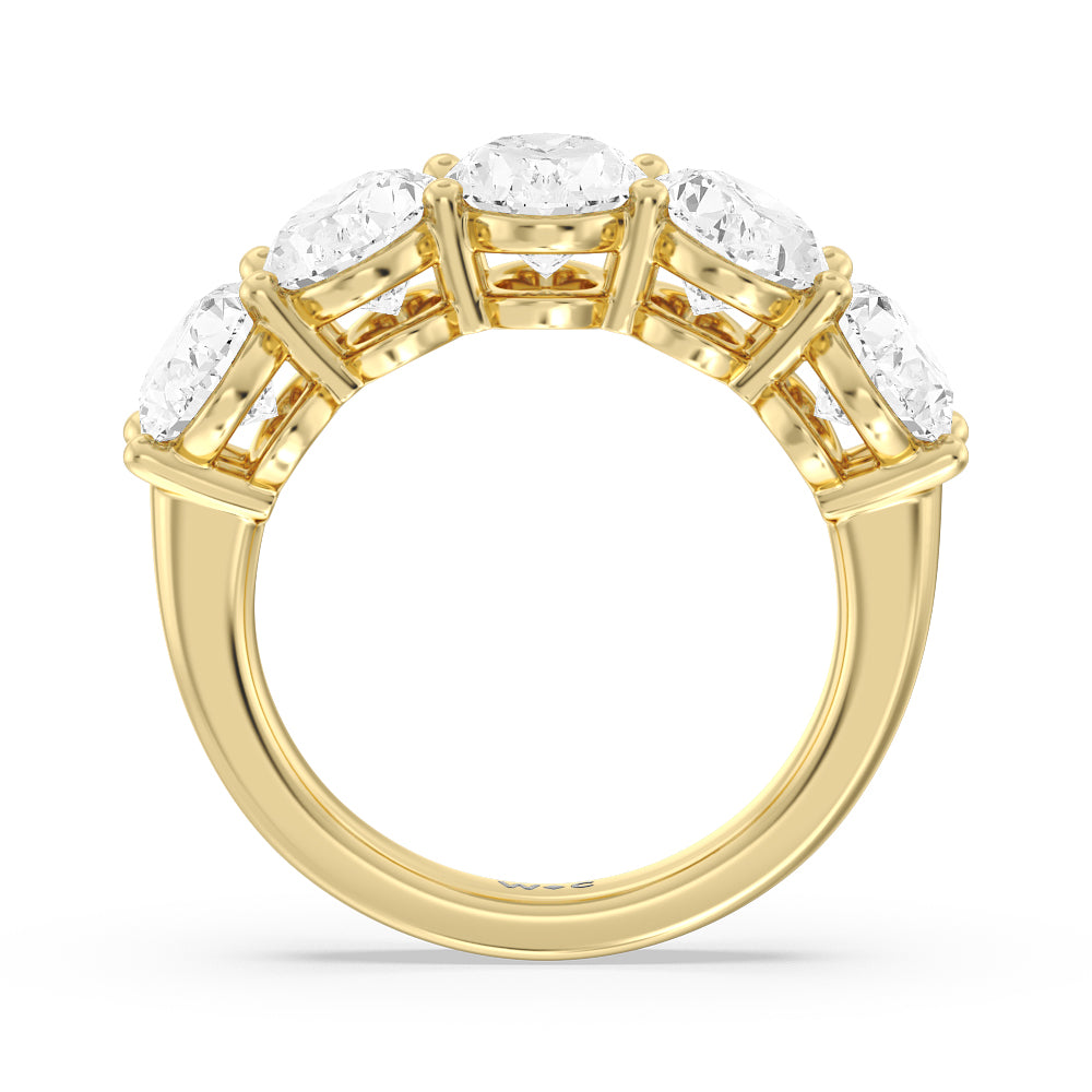 Five Stone Oval Diamond Anniversary Ring with 18KT Yellow Gold / Lab / 5 Cut Diamond in 14KT Yellow Gold / Lab / 5 view 2
