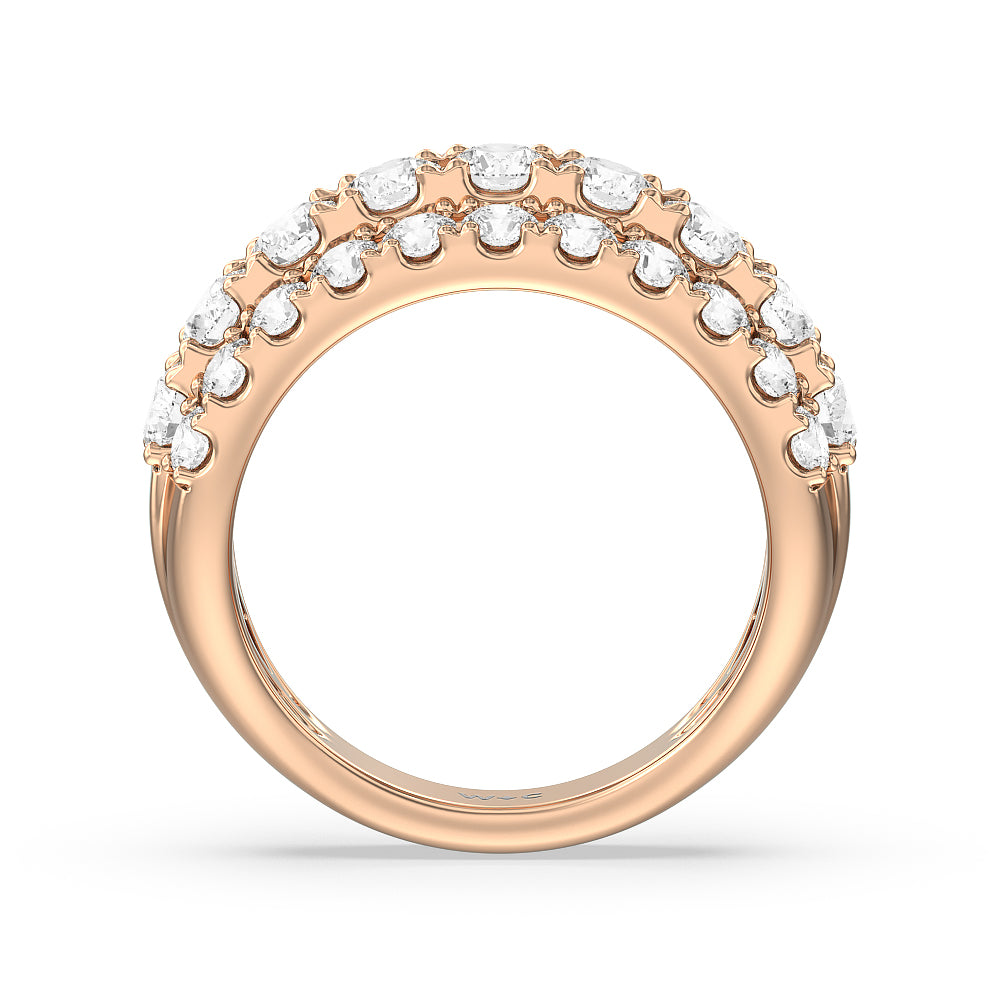 Three Row Modulated Diamond Anniversary Ring with 18KT Rose Gold / Lab / 2 1/2 Cut Diamond in 14KT Rose Gold / Lab / 2 1/2 view 4
