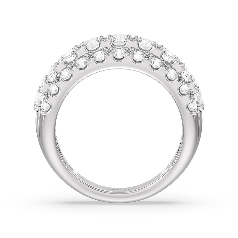 Three Row Modulated Diamond Anniversary Ring with 18KT White Gold / Lab / 2 1/2 Cut Diamond in 14KT White Gold / Lab / 2 1/2 view 4
