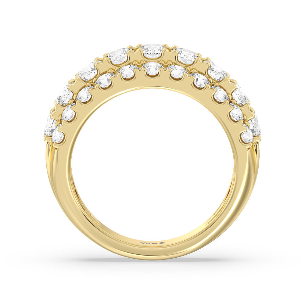 Three Row Modulated Diamond Anniversary Ring with 18KT Yellow Gold / Lab / 2 1/2 Cut Diamond in 14KT Yellow Gold / Lab / 2 1/2 view 4
