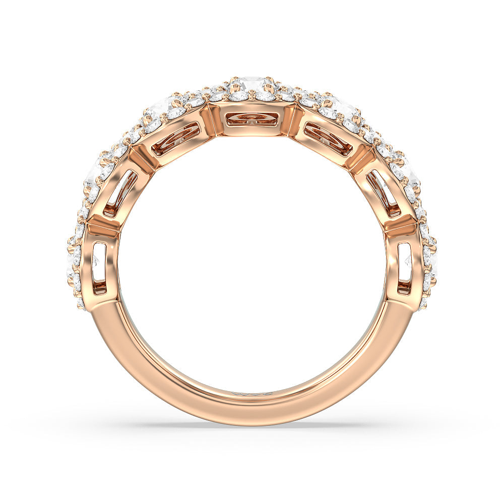 Round Halo Anniversary Ring with 18KT Rose Gold / Lab / 2 7/8 Cut Diamond in 14KT Rose Gold / Lab / 2 7/8 view 2
