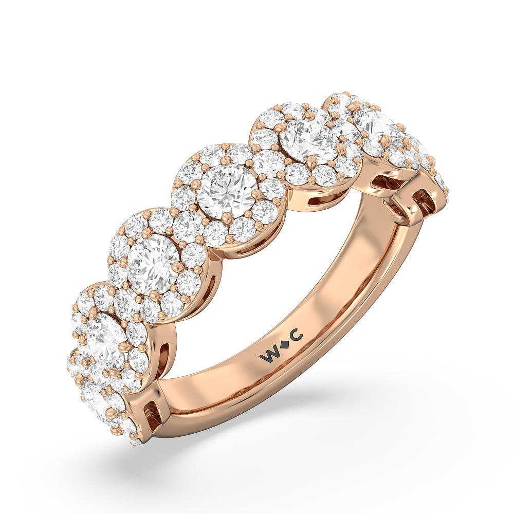 Round Halo Anniversary Ring with 18KT Rose Gold / Lab / 2 7/8 Cut Diamond in 14KT Rose Gold / Lab / 2 7/8 view 3
