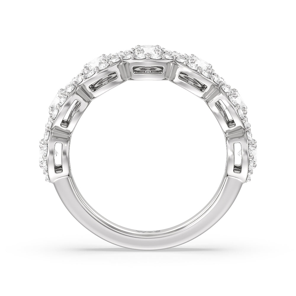 Round Halo Anniversary Ring with 18KT White Gold / Lab / 2 7/8 Cut Diamond in 14KT White Gold / Lab / 2 7/8 view 2
