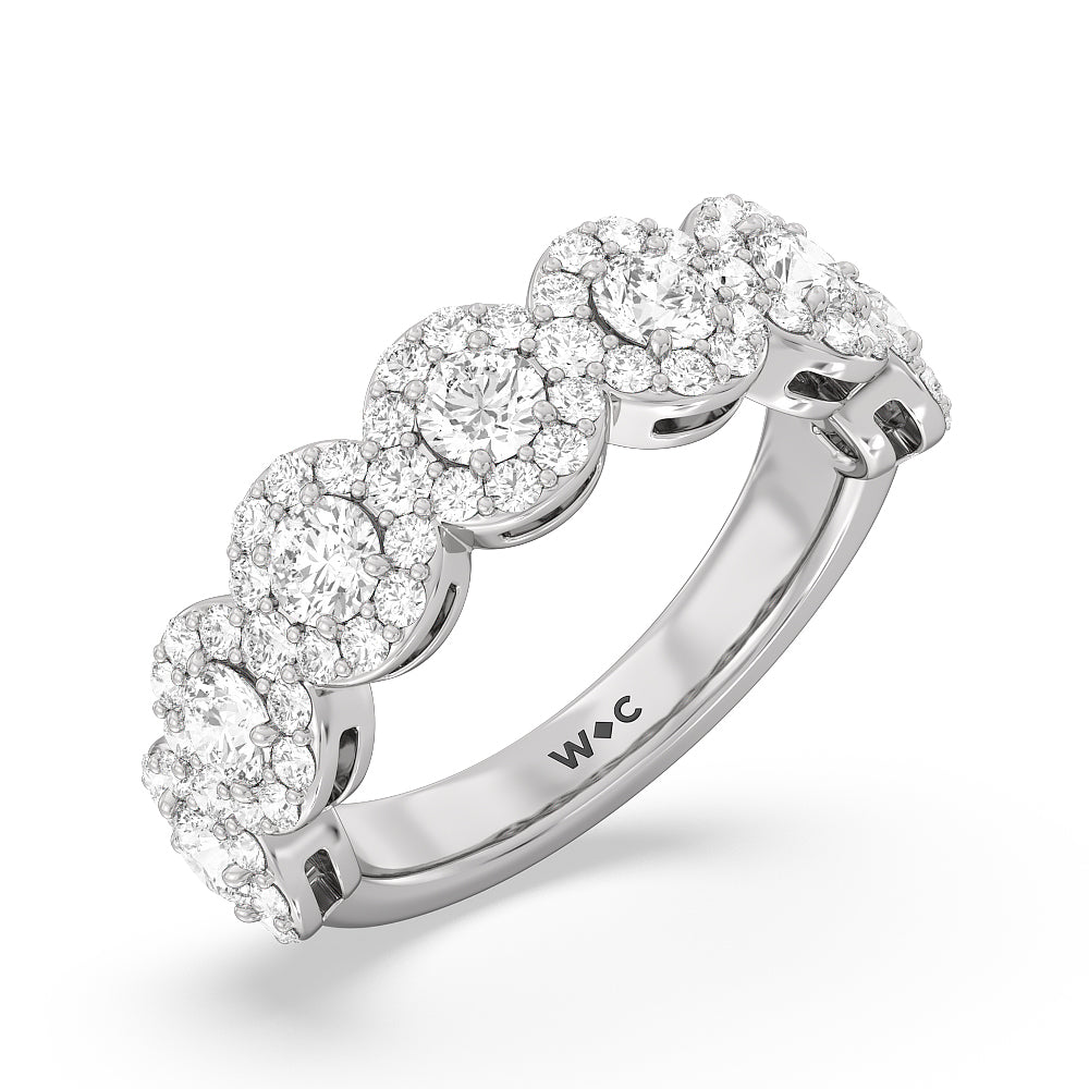 Round Halo Anniversary Ring with 18KT White Gold / Lab / 2 7/8 Cut Diamond in 14KT White Gold / Lab / 2 7/8 view 3
