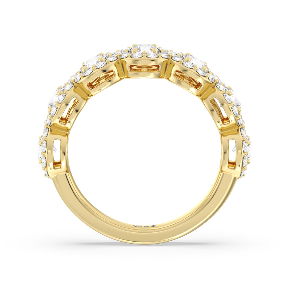 Round Halo Anniversary Ring with 18KT Yellow Gold / Lab / 2 7/8 Cut Diamond in 14KT Yellow Gold / Lab / 2 7/8 view 2
