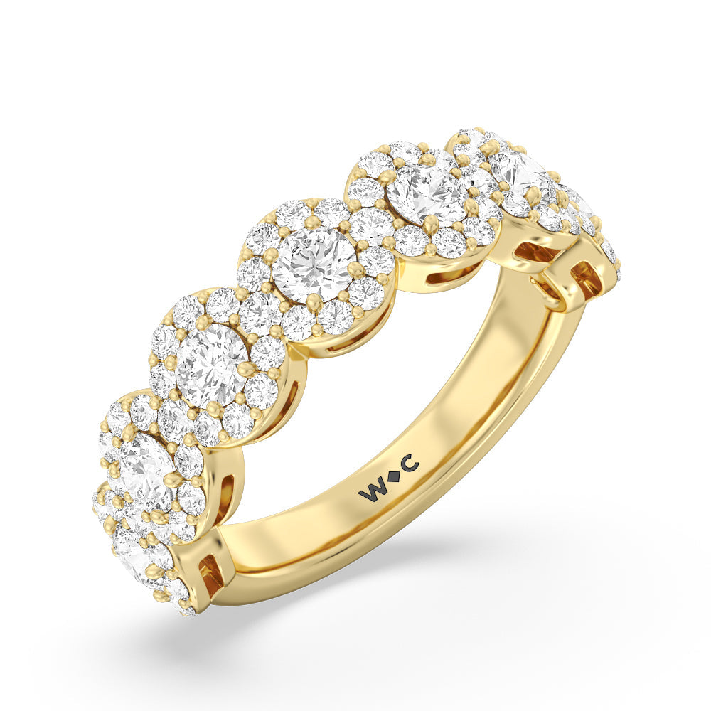 Round Halo Anniversary Ring with 18KT Yellow Gold / Lab / 2 7/8 Cut Diamond in 14KT Yellow Gold / Lab / 2 7/8 view 3
