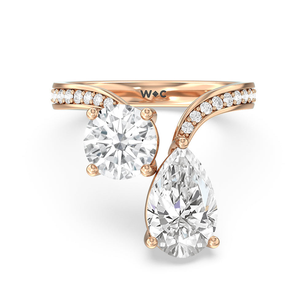 Shape Cut Diamonds Toi et Moi Engagement Ring with Lab Grown Diamond in 14KT Rose Gold view 1
