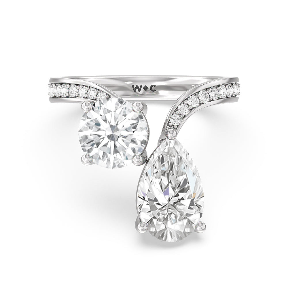Shape Cut Diamonds Toi et Moi Engagement Ring with Lab Grown Diamond in 14KT White Gold view 1
