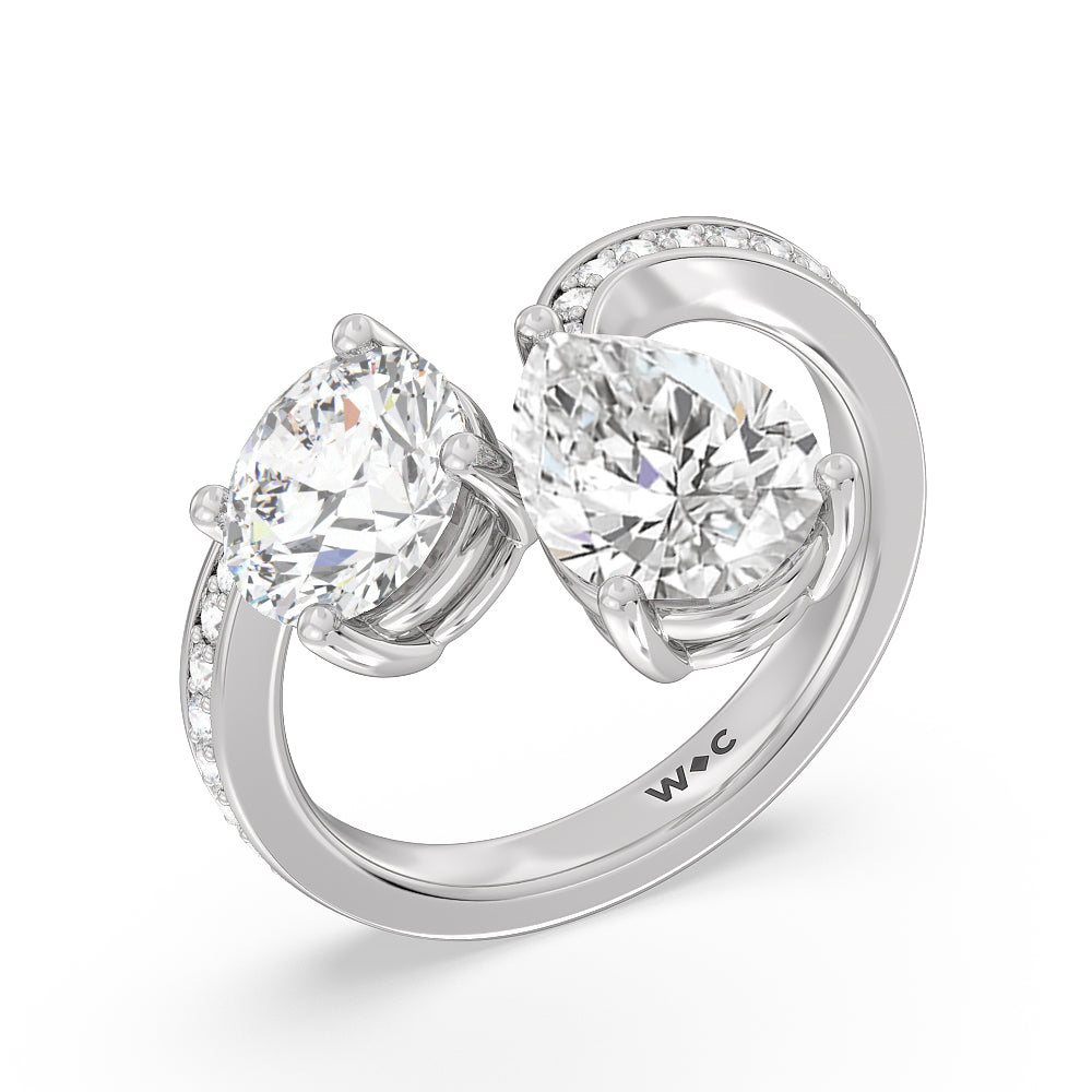 Shape Cut Diamonds Toi et Moi Engagement Ring with Lab Grown Diamond in 14KT White Gold view 3
