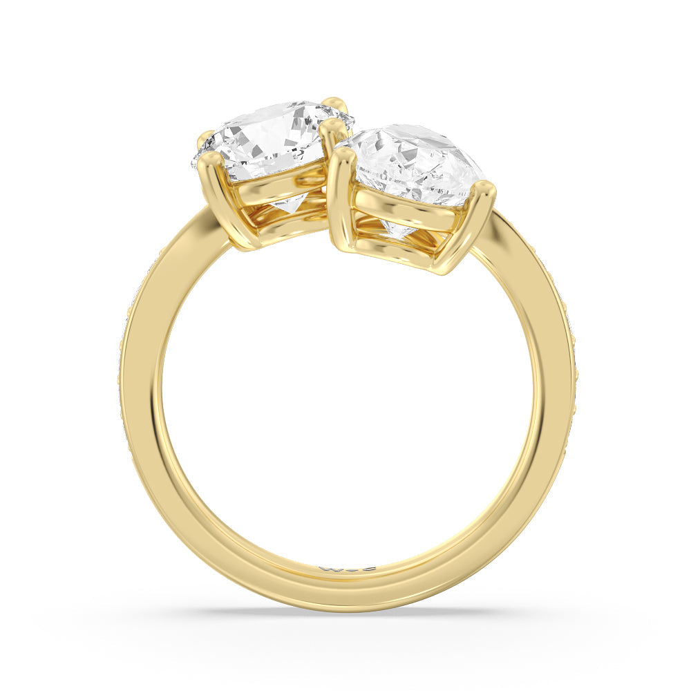 Shape Cut Diamonds Toi et Moi Engagement Ring with Lab Grown Diamond in 14KT Yellow Gold view 2
