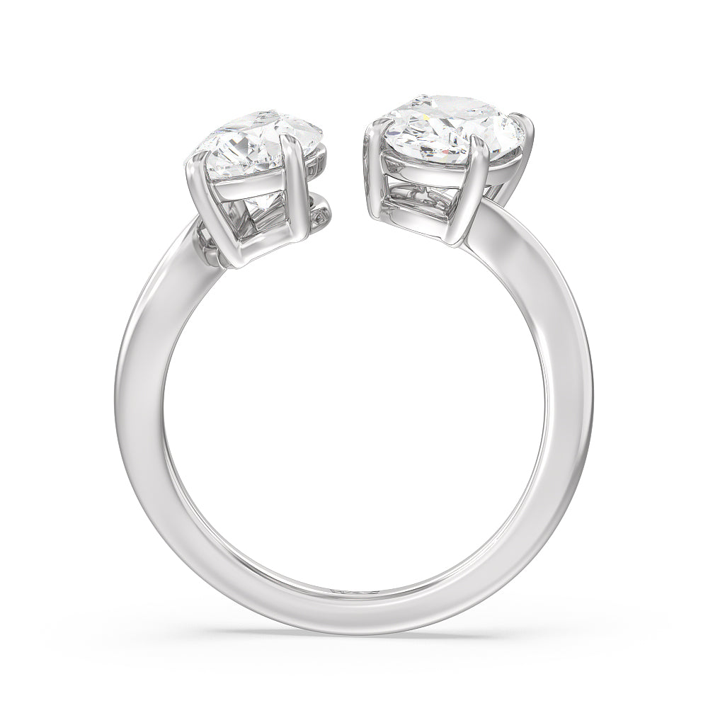 Shape Cut Diamond Curved Toi et Moi Engagement Ring with Lab Grown Diamond in 14KT White Gold view 2
