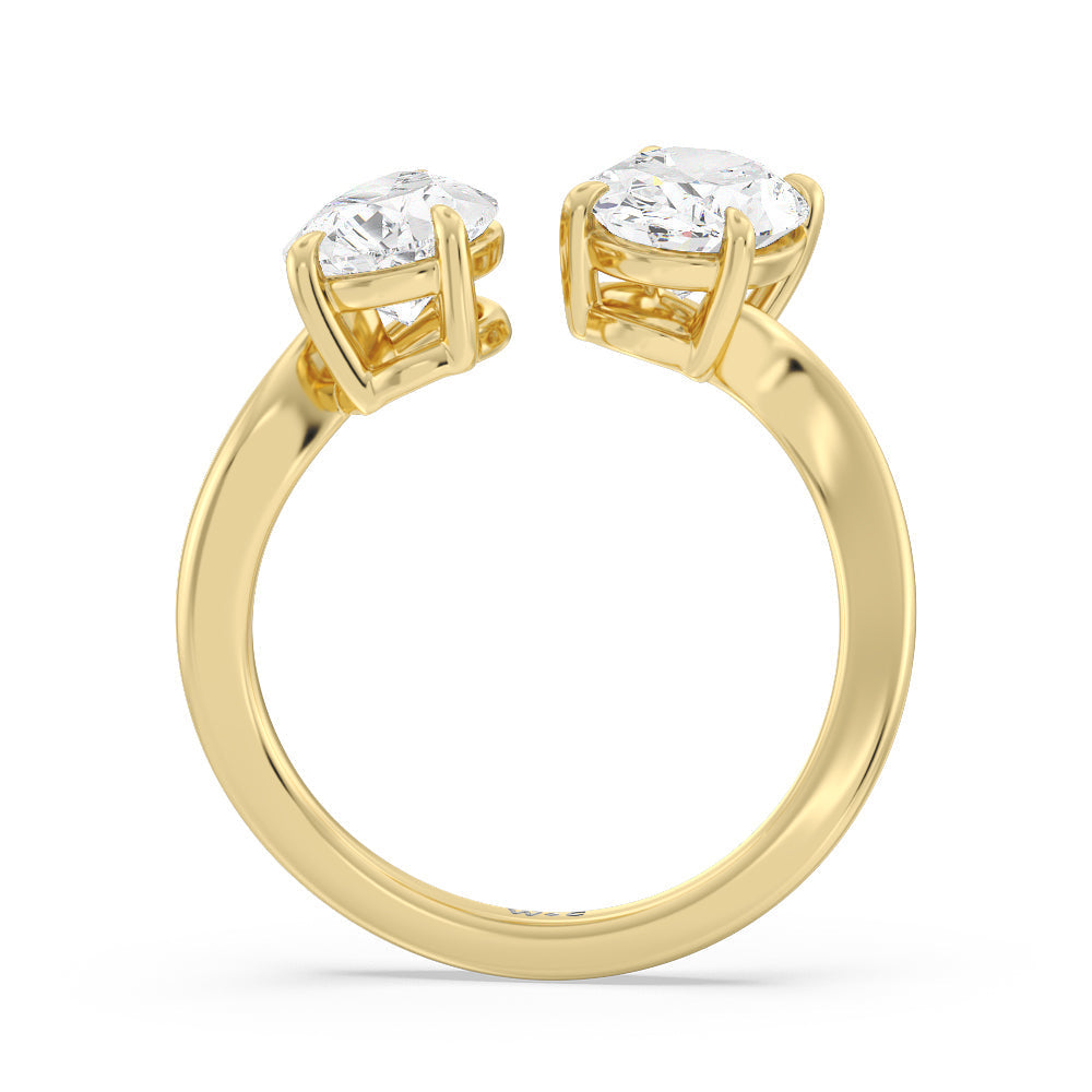Shape Cut Diamond Curved Toi et Moi Engagement Ring with Lab Grown Diamond in 14KT Yellow Gold view 2
