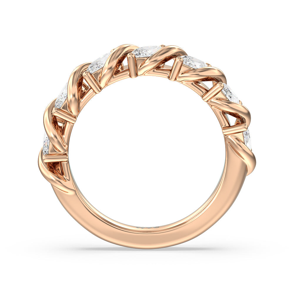 Marquise Swirl Anniversary Ring with 18KT Rose Gold / Lab / 1 1/2 Cut Diamond in 14KT Rose Gold / Lab / 1 1/2 view 2
