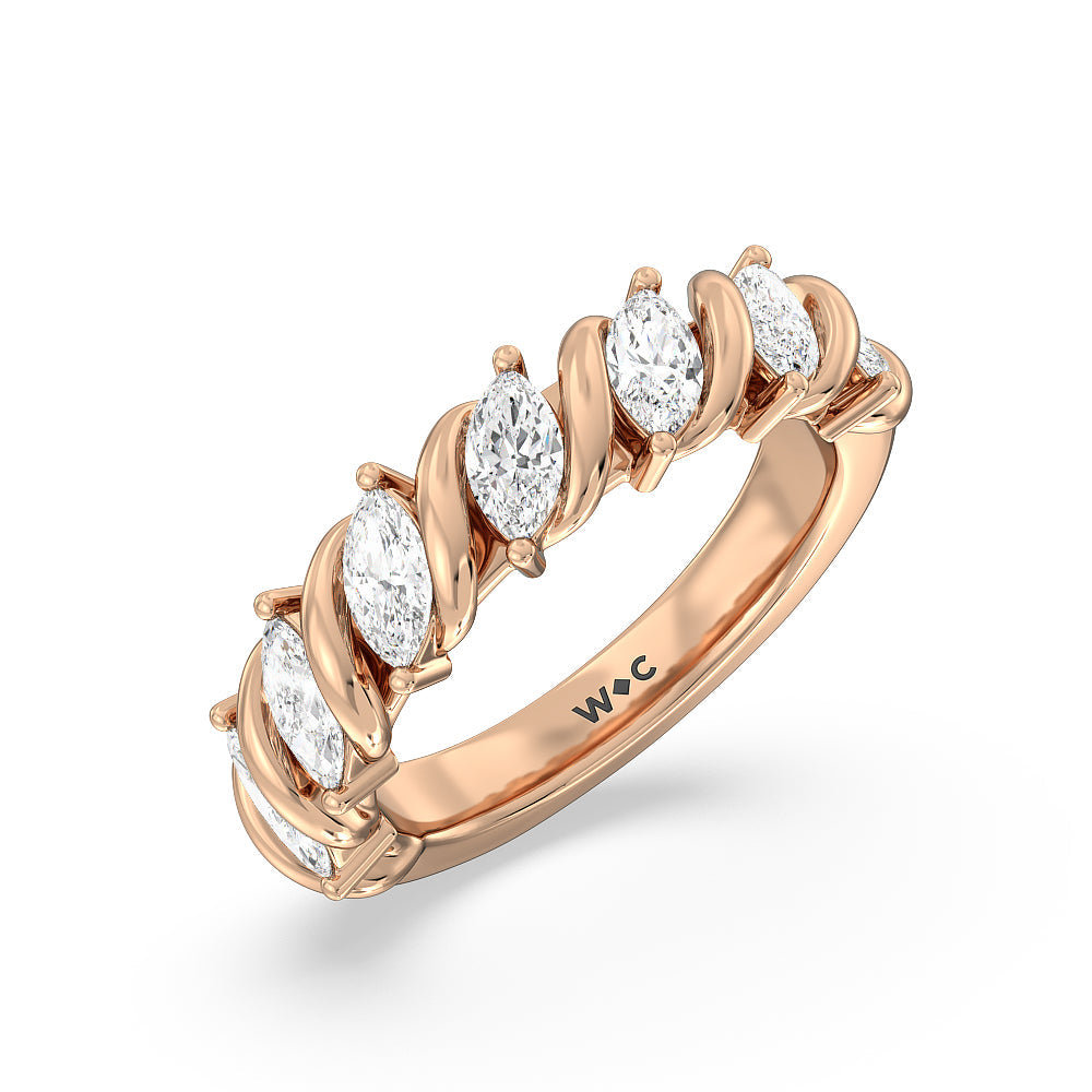 Marquise Swirl Anniversary Ring with 18KT Rose Gold / Lab / 1 1/2 Cut Diamond in 14KT Rose Gold / Lab / 1 1/2 view 3
