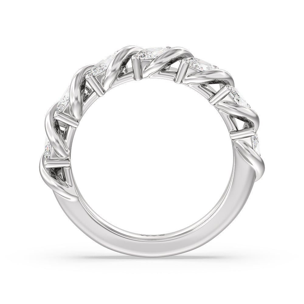 Marquise Swirl Anniversary Ring with 18KT White Gold / Lab / 1 1/2 Cut Diamond in 14KT White Gold / Lab / 1 1/2 view 2
