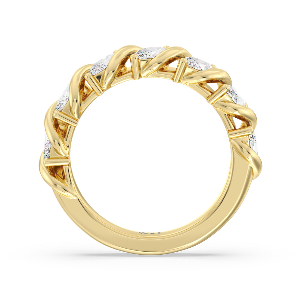 Marquise Swirl Anniversary Ring with 18KT Yellow Gold / Lab / 1 1/2 Cut Diamond in 14KT Yellow Gold / Lab / 1 1/2 view 2
