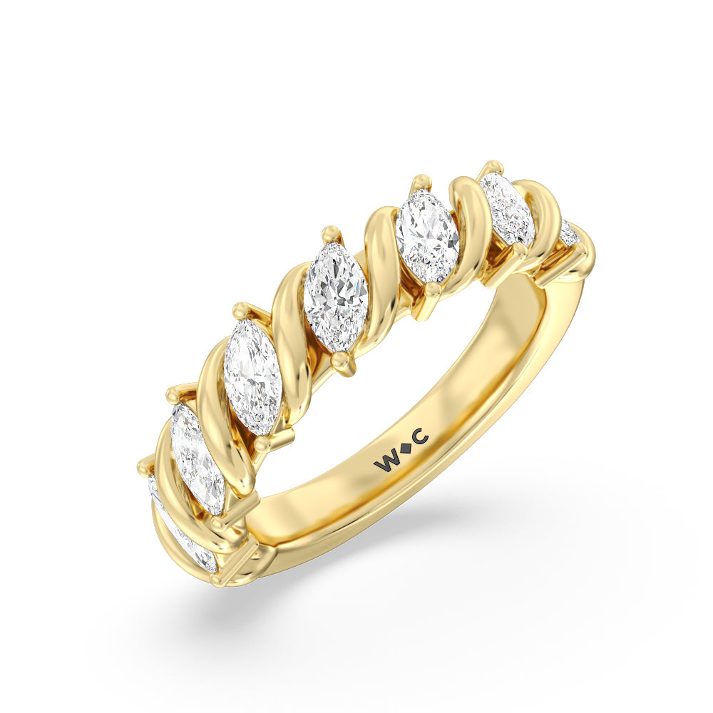 Marquise Swirl Anniversary Ring with 18KT Yellow Gold / Lab / 1 1/2 Cut Diamond in 14KT Yellow Gold / Lab / 1 1/2 view 3
