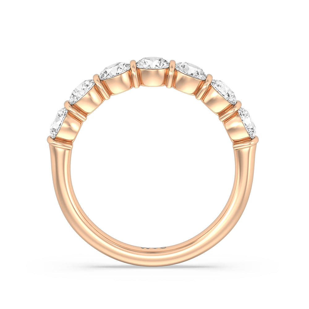 Bar Set Round diamond Anniversary Ring with 18KT Rose Gold / Lab / 1 1/2 Cut Diamond in 14KT Rose Gold / Lab / 1 1/2 view 4
