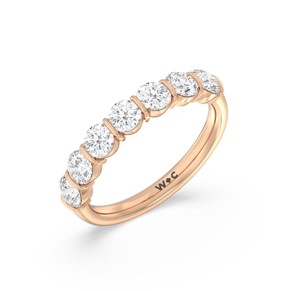 Bar Set Round diamond Anniversary Ring with 18KT Rose Gold / Lab / 1 1/2 Cut Diamond in 14KT Rose Gold / Lab / 1 1/2 view 5
