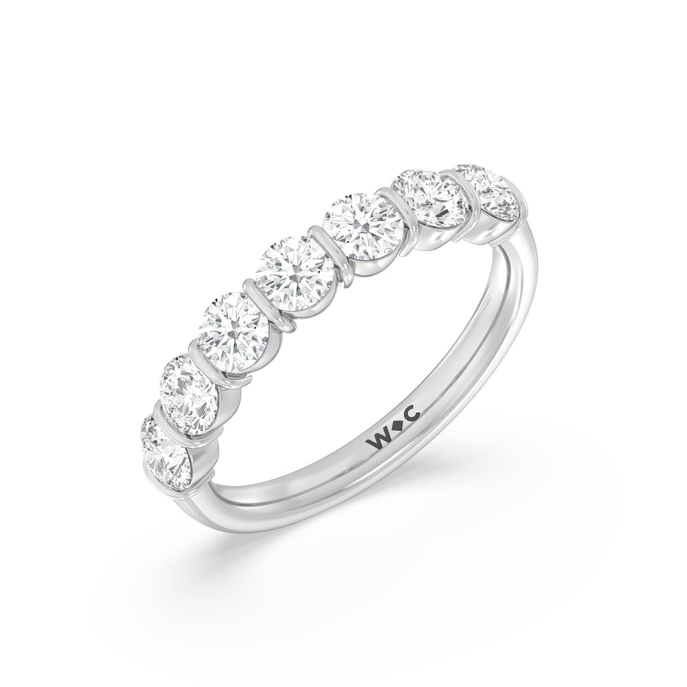 Bar Set Round diamond Anniversary Ring with 18KT White Gold / Lab / 1 1/2 Cut Diamond in 14KT White Gold / Lab / 1 1/2 view 5
