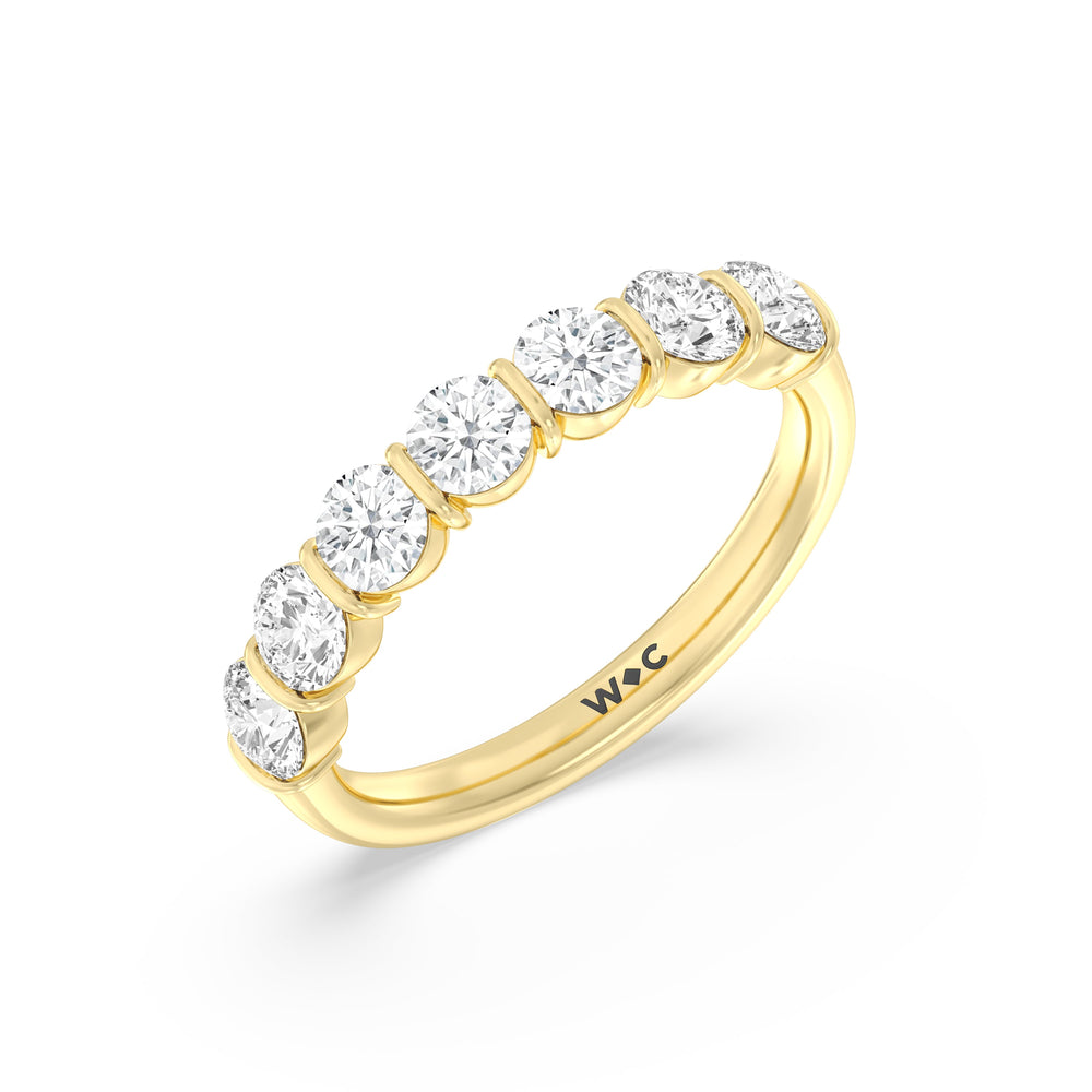 Bar Set Round diamond Anniversary Ring with 18KT Yellow Gold / Lab / 1 1/2 Cut Diamond in 14KT Yellow Gold / Lab / 1 1/2 view 5
