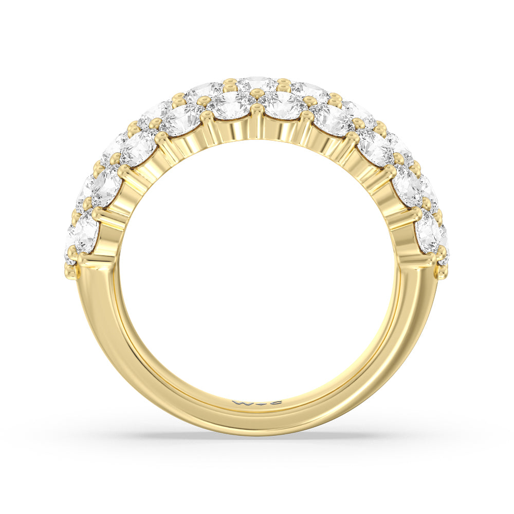 Round Diamond Three Row Pave Anniversary Ring with 18KT Yellow Gold / Lab / 4 Cut Diamond in 14KT Yellow Gold / Lab / 4 view 3
