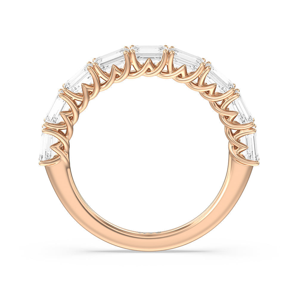 Emerald East-West Modern Trellis Anniversary Ring with 18KT Rose Gold / Lab / 2 Cut Diamond in 14KT Rose Gold / Lab / 2 view 4
