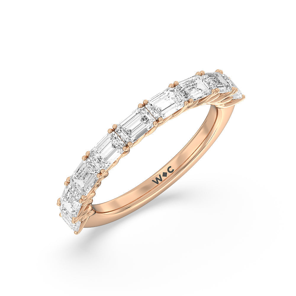 Emerald East-West Modern Trellis Anniversary Ring with 18KT Rose Gold / Lab / 2 Cut Diamond in 14KT Rose Gold / Lab / 2 view 5
