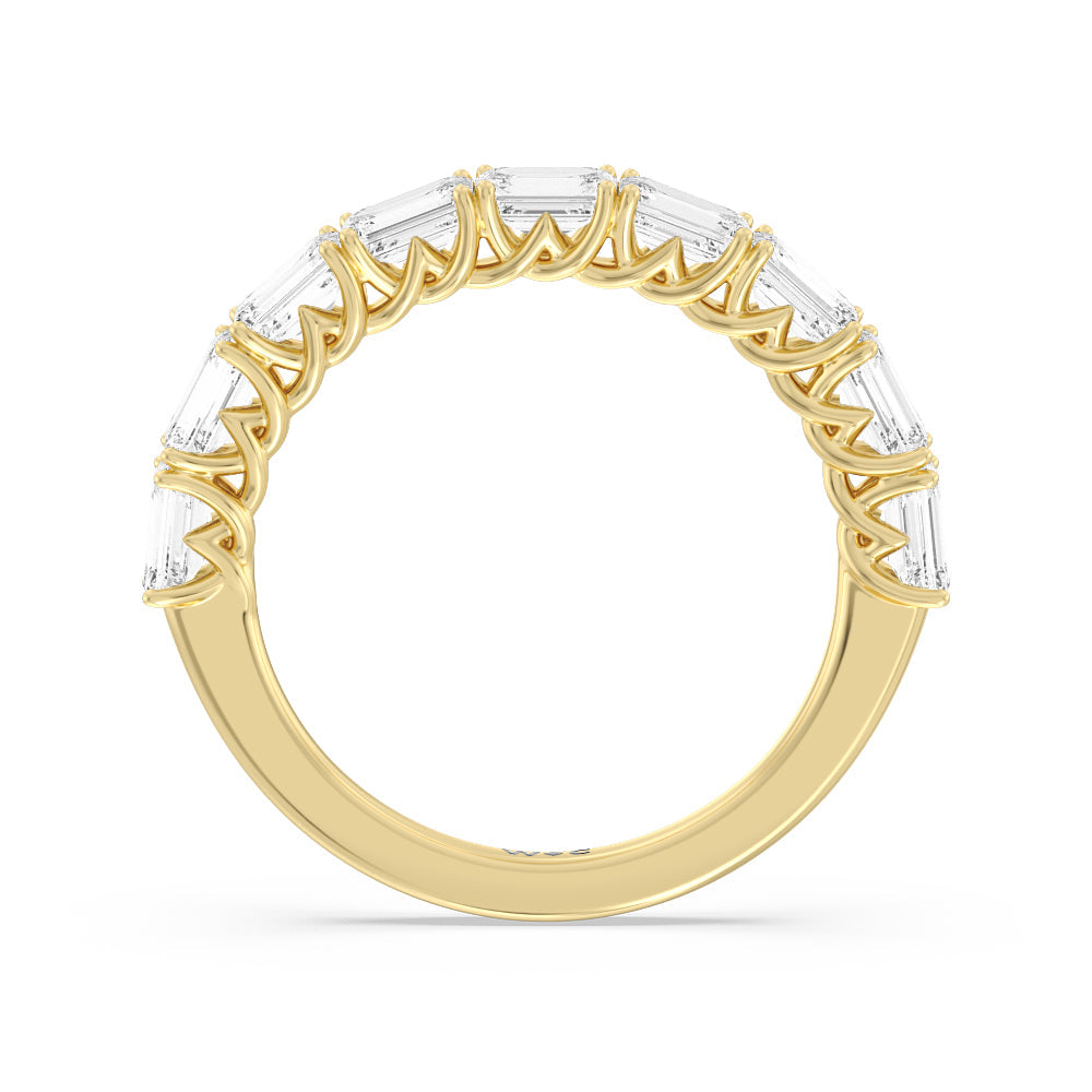 Emerald East-West Modern Trellis Anniversary Ring with 18KT Yellow Gold / Lab / 2 Cut Diamond in 14KT Yellow Gold / Lab / 2 view 4
