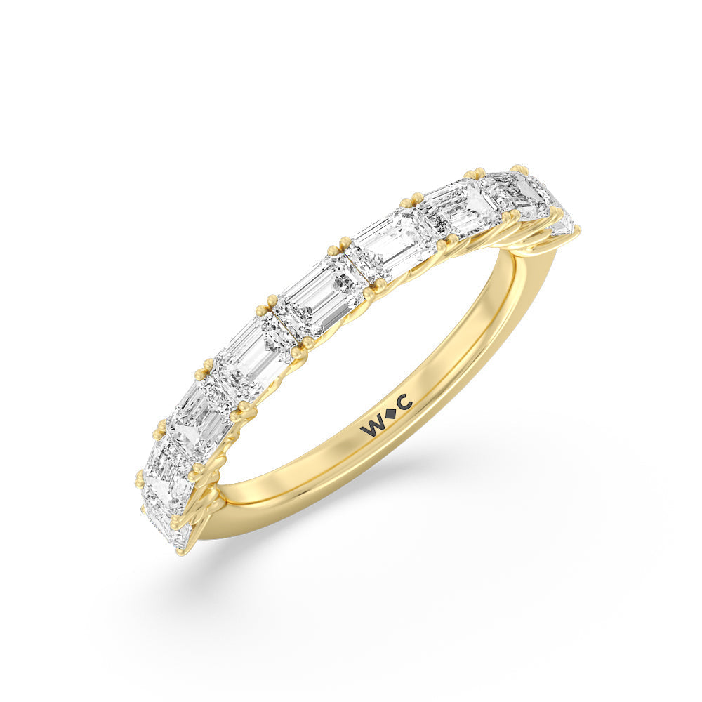 Emerald East-West Modern Trellis Anniversary Ring with 18KT Yellow Gold / Lab / 2 Cut Diamond in 14KT Yellow Gold / Lab / 2 view 5
