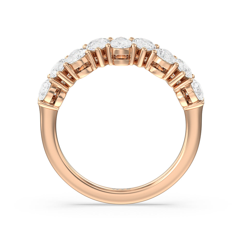 North-South Pear Diamond Anniversary Ring with 18KT Rose Gold / Lab / 2 Cut Diamond in 14KT Rose Gold / Lab / 2 view 4

