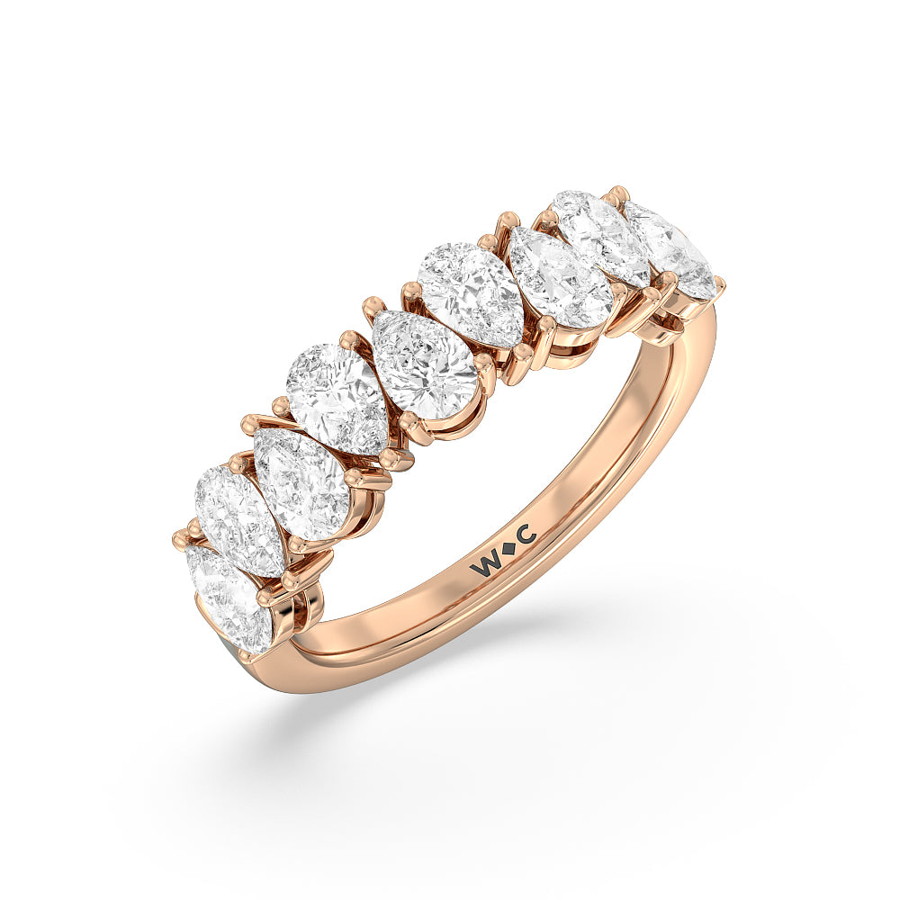 North-South Pear Diamond Anniversary Ring with 18KT Rose Gold / Lab / 2 Cut Diamond in 14KT Rose Gold / Lab / 2 view 5
