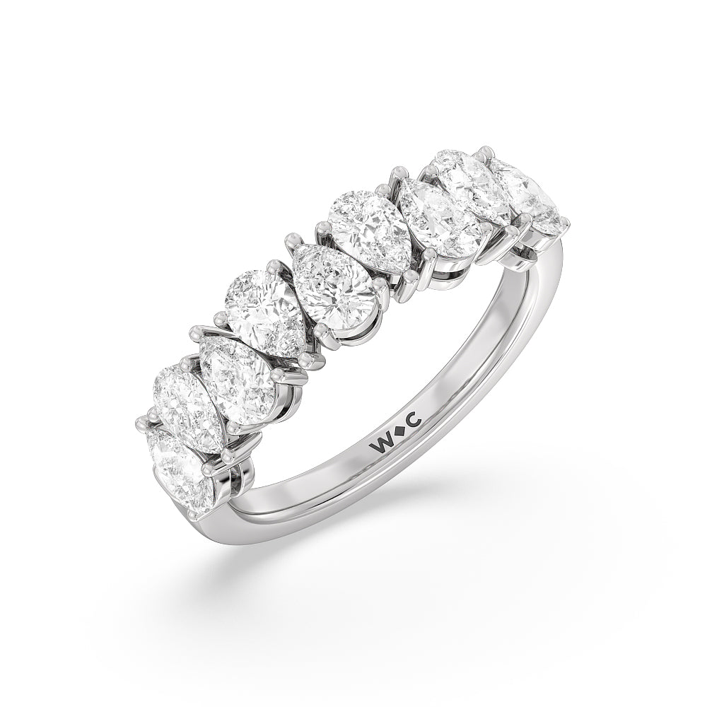 North-South Pear Diamond Anniversary Ring with 18KT White Gold / Lab / 2 Cut Diamond in 14KT White Gold / Lab / 2 view 5

