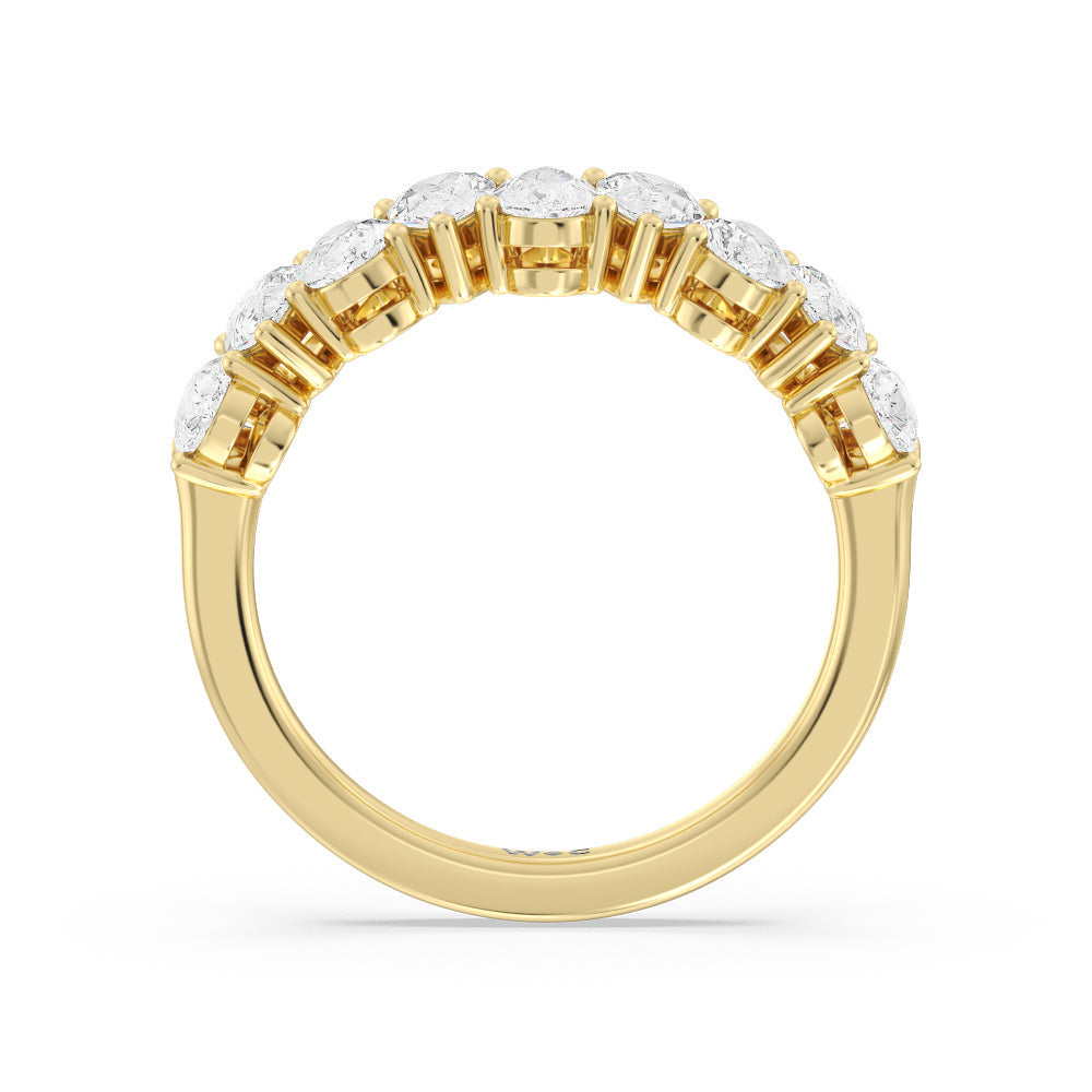 North-South Pear Diamond Anniversary Ring with 18KT Yellow Gold / Lab / 2 Cut Diamond in 14KT Yellow Gold / Lab / 2 view 4
