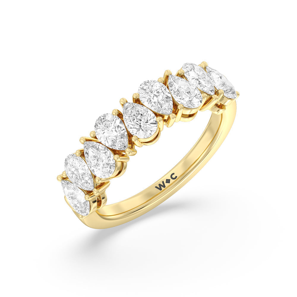 North-South Pear Diamond Anniversary Ring with 18KT Yellow Gold / Lab / 2 Cut Diamond in 14KT Yellow Gold / Lab / 2 view 5
