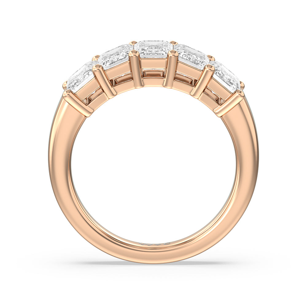 Five Stone Emerald Cut Diamond Ring with 18KT Rose Gold / Lab / 3 Cut Diamond in 14KT Rose Gold / Lab / 3 view 3
