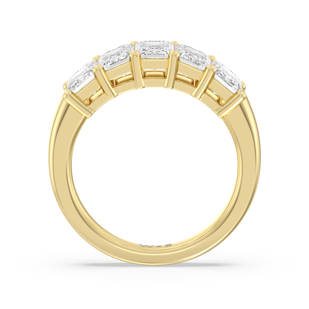 Five Stone Emerald Cut Diamond Ring with 18KT Yellow Gold / Lab / 3 Cut Diamond in 14KT Yellow Gold / Lab / 3 view 3

