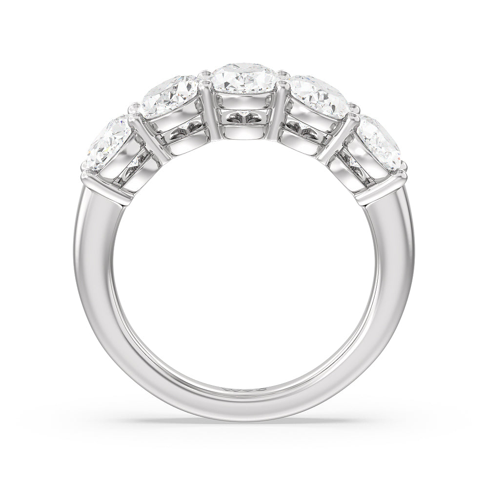 Five Stone Oval Diamond Anniversary Ring with 18KT White Gold / Lab / 3 Cut Diamond in 14KT White Gold / Lab / 3 view 2
