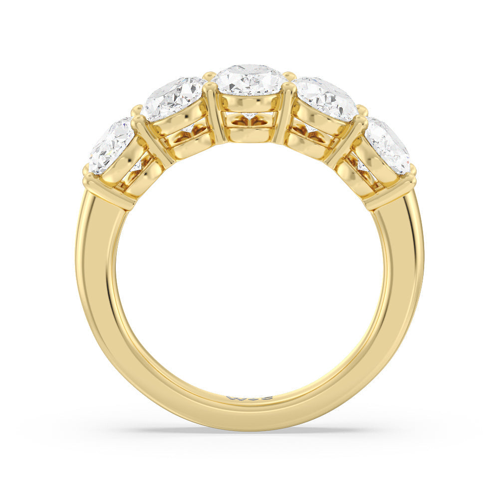 Five Stone Oval Diamond Anniversary Ring with 18KT Yellow Gold / Lab / 3 Cut Diamond in 14KT Yellow Gold / Lab / 3 view 2
